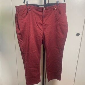 Catherines Sateen Stretch Pants in Rich Red